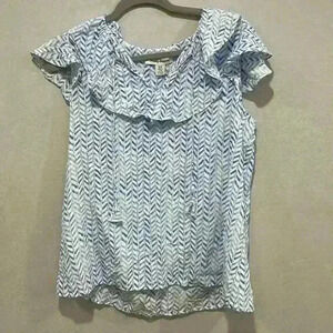 Tommy Bahama silk chevron blouse top shirt size small petite